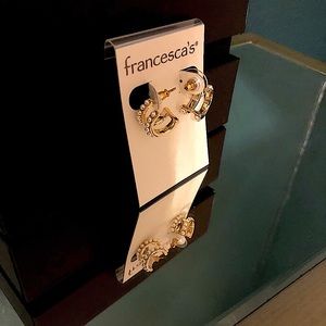 Francesca double loop pearl earrings